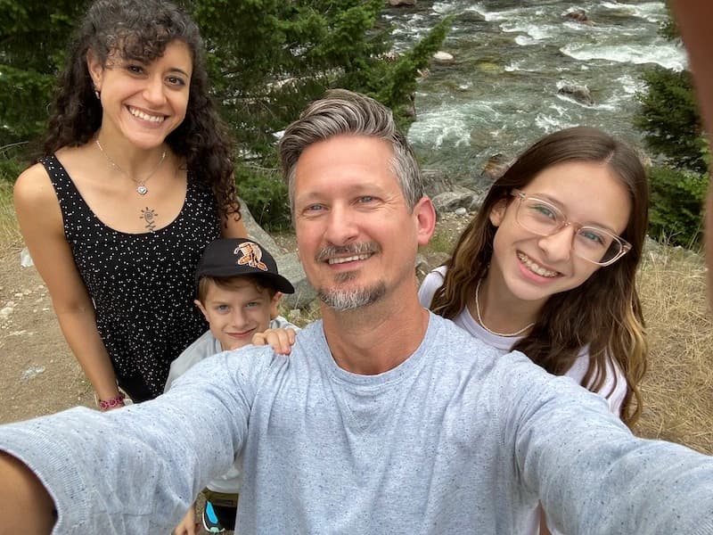 Danny Johnson with family at Yellowstone National Park